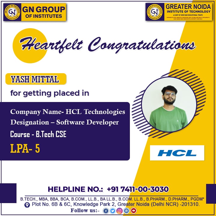 Placed Students - GN Group Greater Noida